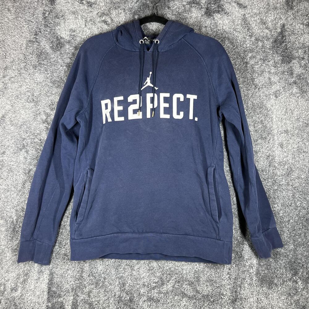 Jordan Hoodie Mens M Blue Pullover Fleece Hooded Pockets Graphic Logo Basketball